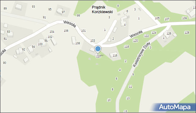 Prądnik Korzkiewski, Wesoła, 110, mapa Prądnik Korzkiewski