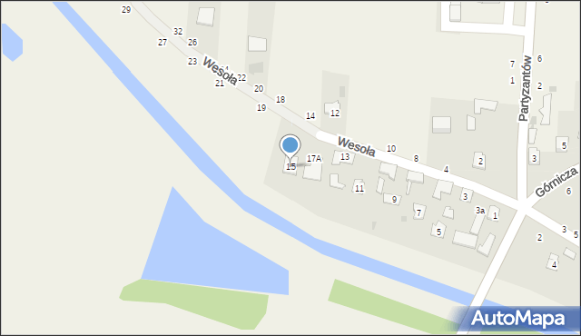 Puchaczów, Wesoła, 15, mapa Puchaczów