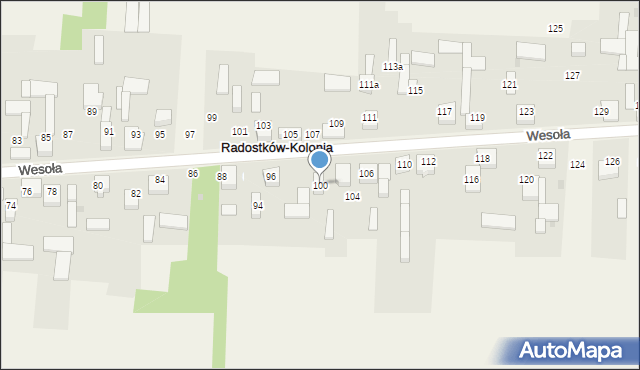 Radostków-Kolonia, Wesoła, 100, mapa Radostków-Kolonia