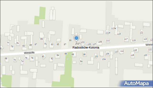 Radostków-Kolonia, Wesoła, 101, mapa Radostków-Kolonia