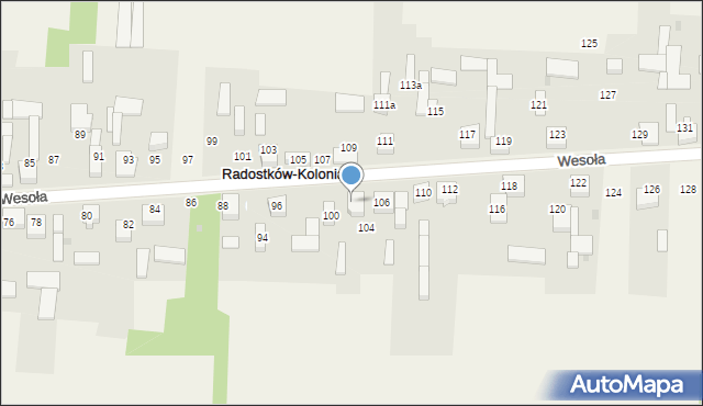 Radostków-Kolonia, Wesoła, 102, mapa Radostków-Kolonia