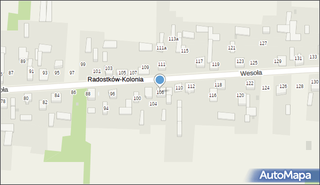 Radostków-Kolonia, Wesoła, 106, mapa Radostków-Kolonia