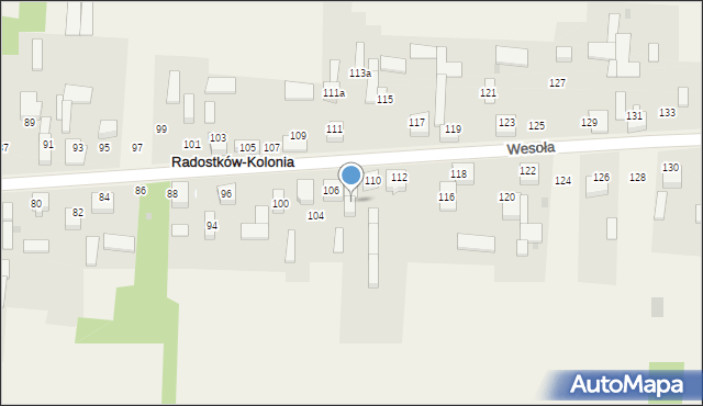 Radostków-Kolonia, Wesoła, 108, mapa Radostków-Kolonia