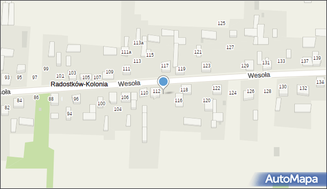Radostków-Kolonia, Wesoła, 114, mapa Radostków-Kolonia