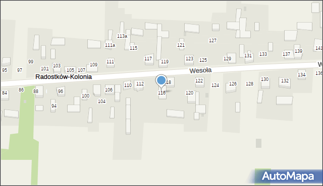 Radostków-Kolonia, Wesoła, 116, mapa Radostków-Kolonia