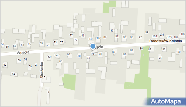 Radostków-Kolonia, Wesoła, 76, mapa Radostków-Kolonia