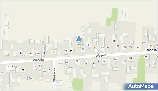 Radostków-Kolonia, Wesoła, 77, mapa Radostków-Kolonia