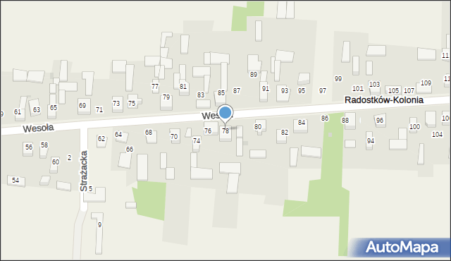 Radostków-Kolonia, Wesoła, 78, mapa Radostków-Kolonia