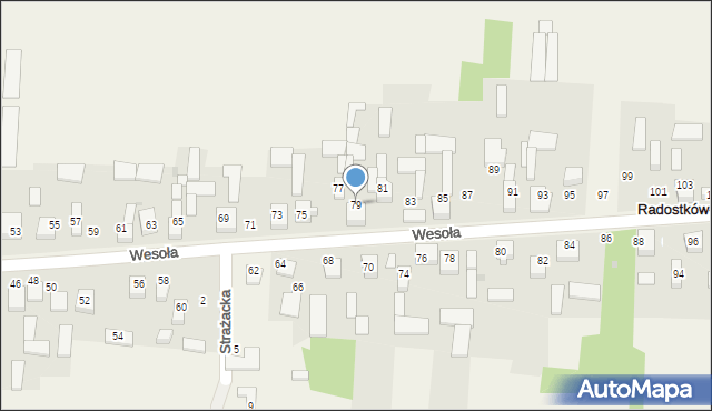 Radostków-Kolonia, Wesoła, 79, mapa Radostków-Kolonia