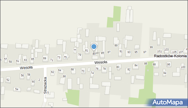 Radostków-Kolonia, Wesoła, 83, mapa Radostków-Kolonia