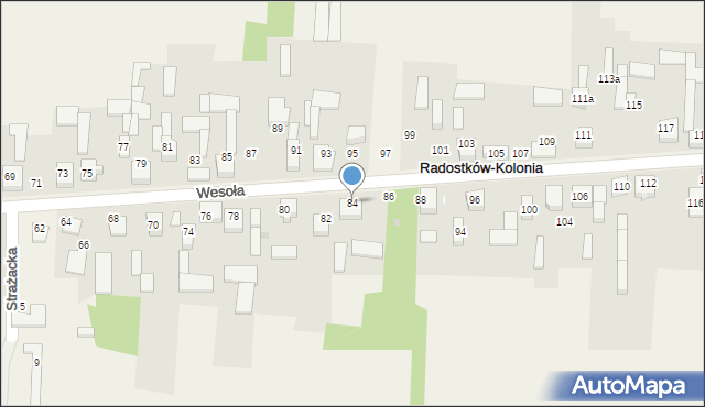 Radostków-Kolonia, Wesoła, 84, mapa Radostków-Kolonia