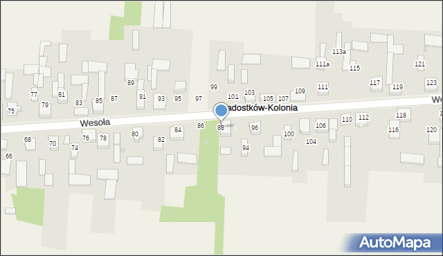 Radostków-Kolonia, Wesoła, 88, mapa Radostków-Kolonia