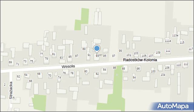 Radostków-Kolonia, Wesoła, 93, mapa Radostków-Kolonia