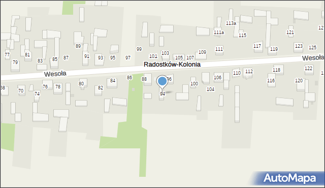 Radostków-Kolonia, Wesoła, 94, mapa Radostków-Kolonia