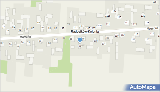 Radostków-Kolonia, Wesoła, 94, mapa Radostków-Kolonia