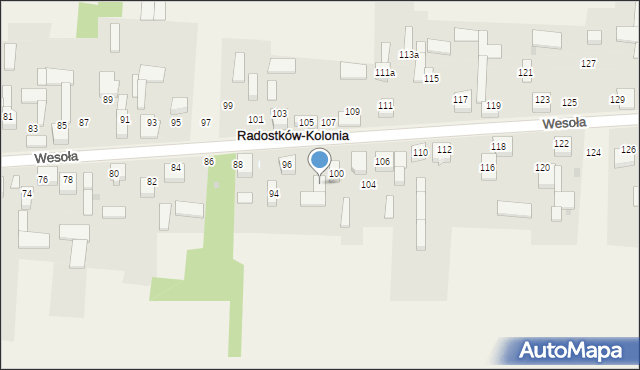 Radostków-Kolonia, Wesoła, 98, mapa Radostków-Kolonia