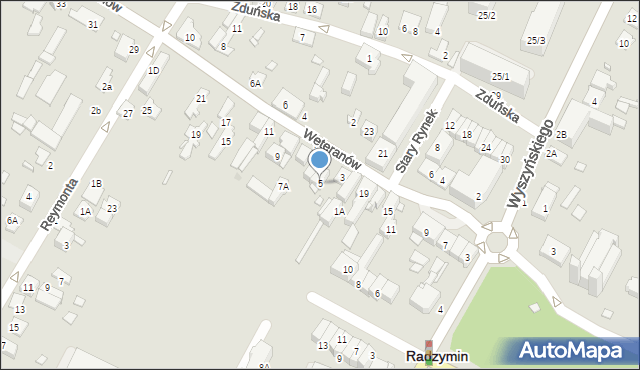 Radzymin, Weteranów, 5, mapa Radzymin