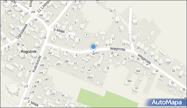 Rogoźnik, Węgroda, 18, mapa Rogoźnik