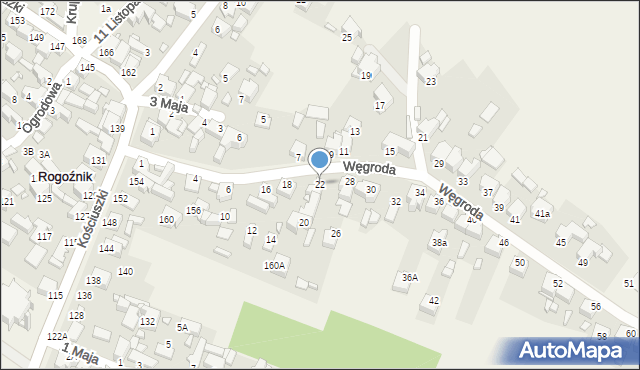 Rogoźnik, Węgroda, 22, mapa Rogoźnik