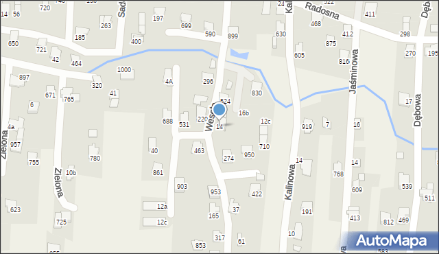 Rybarzowice, Wesoła, 14, mapa Rybarzowice