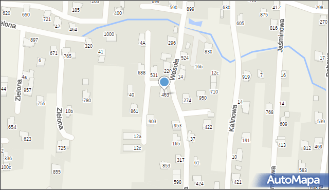 Rybarzowice, Wesoła, 463, mapa Rybarzowice