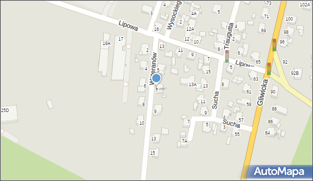 Rybnik, Weteranów, 7, mapa Rybnika