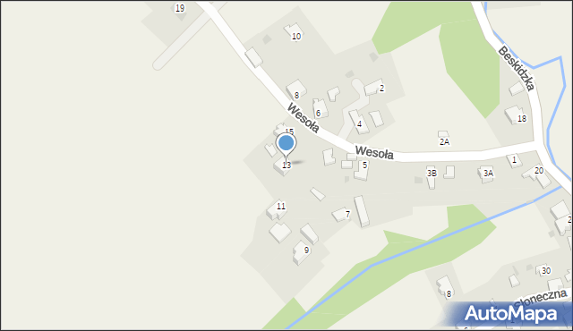 Rychwałd, Wesoła, 13, mapa Rychwałd