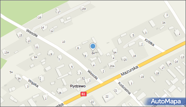 Rydzewo, Wesoła, 6A, mapa Rydzewo