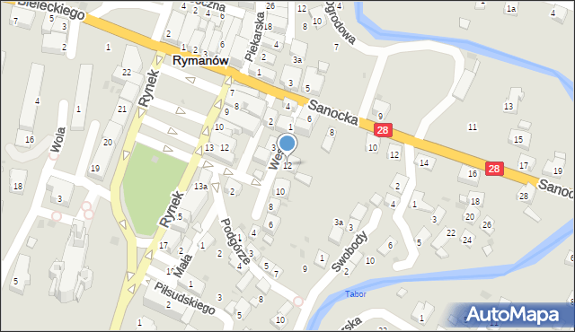 Rymanów, Wesoła, 12, mapa Rymanów