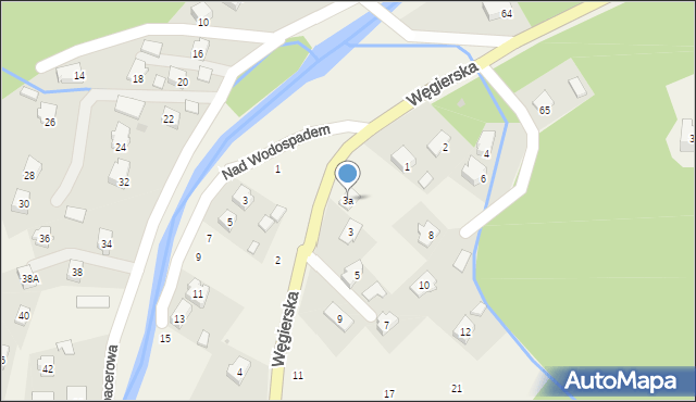 Rymanów-Zdrój, Węgierska, 3a, mapa Rymanów-Zdrój