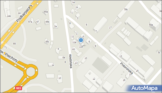 Rzeszów, Wetlińska, 11b, mapa Rzeszów