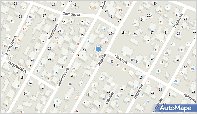 Siedlce, Wesoła, 13, mapa Siedlce