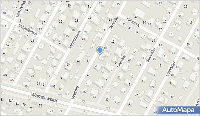 Siedlce, Wesoła, 8, mapa Siedlce