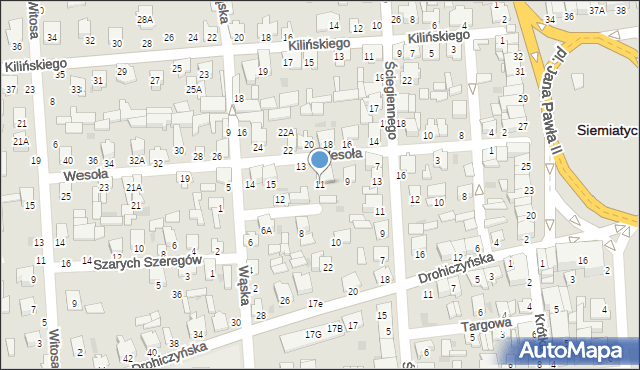 Siemiatycze, Wesoła, 11, mapa Siemiatycze