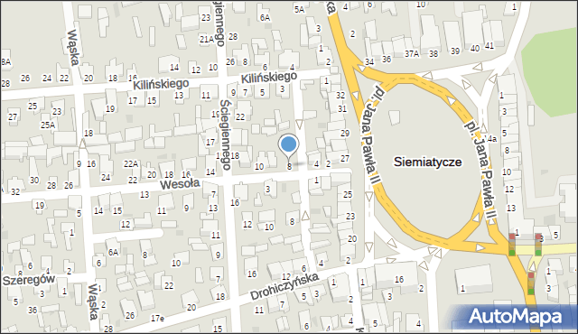 Siemiatycze, Wesoła, 8, mapa Siemiatycze