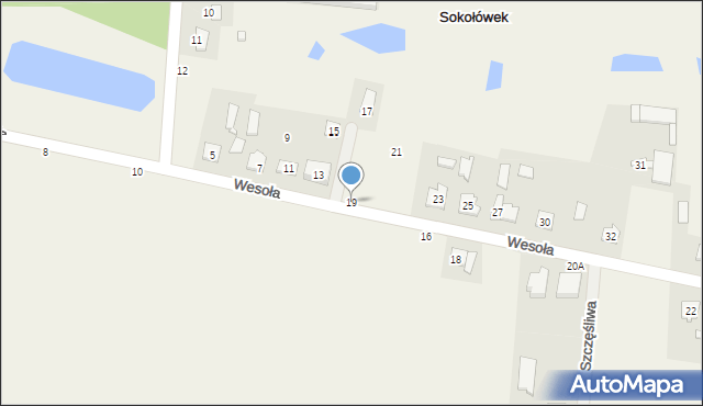 Sokołówek, Wesoła, 19, mapa Sokołówek