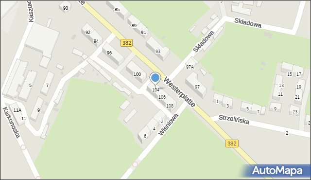 Świdnica, Westerplatte, 104, mapa Świdnicy