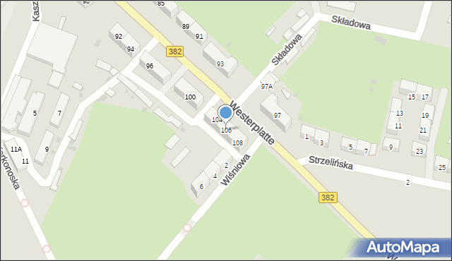 Świdnica, Westerplatte, 106, mapa Świdnicy