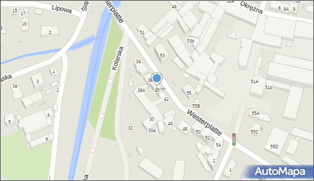 Świdnica, Westerplatte, 40, mapa Świdnicy