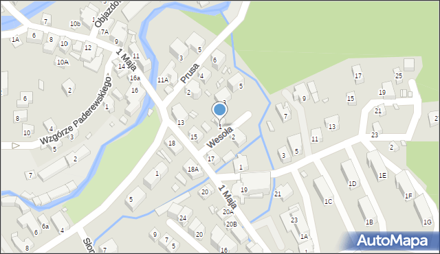 Szklarska Poręba, Wesoła, 1, mapa Szklarska Poręba