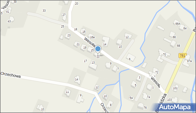 Targanice, Wesoła, 11, mapa Targanice