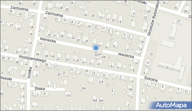 Tarnowskie Góry, Wenecka, 11, mapa Tarnowskie Góry