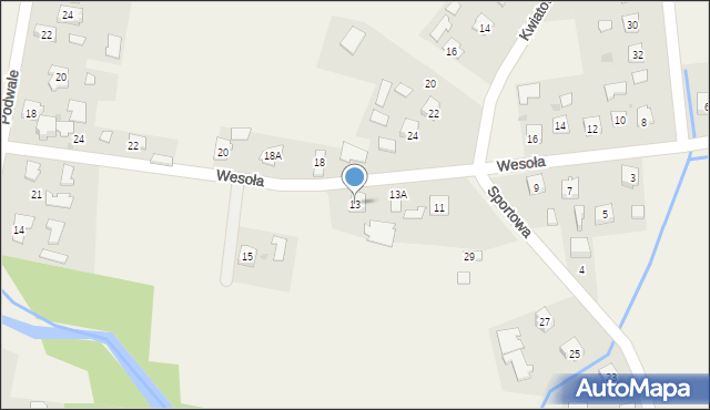 Trześń, Wesoła, 13, mapa Trześń