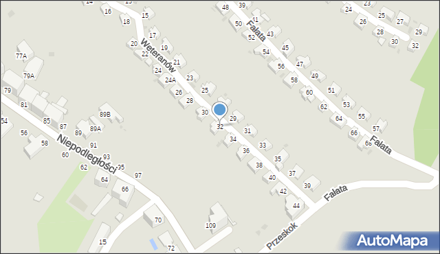 Wałbrzych, Weteranów, 32, mapa Wałbrzycha