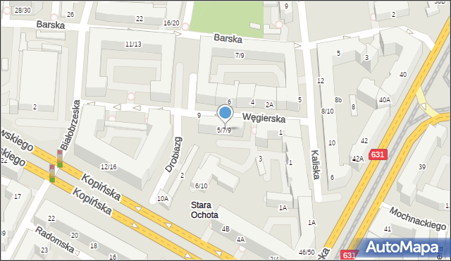 Warszawa, Węgierska, 5/7/9, mapa Warszawy