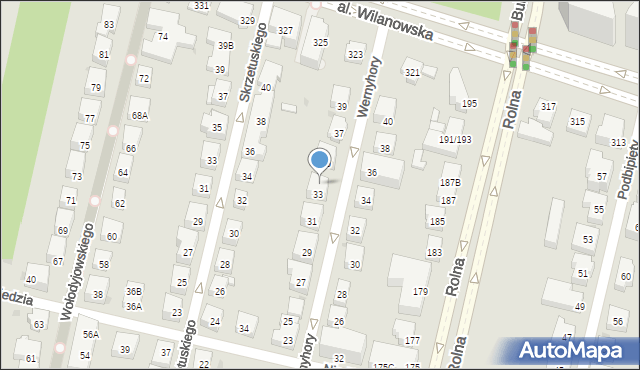 Warszawa, Wernyhory, 33A, mapa Warszawy