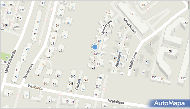 Warszawa, Welurowa, 14, mapa Warszawy