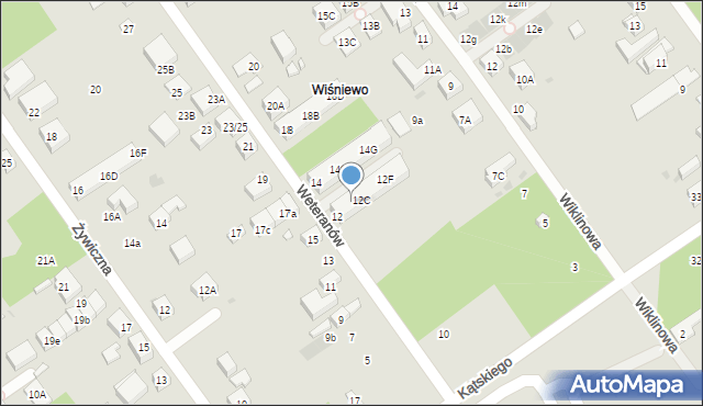 Warszawa, Weteranów, 12B, mapa Warszawy