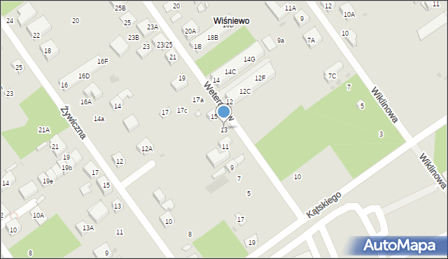 Warszawa, Weteranów, 13, mapa Warszawy