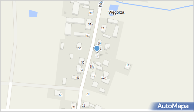 Węgorza, Węgorza, 18, mapa Węgorza